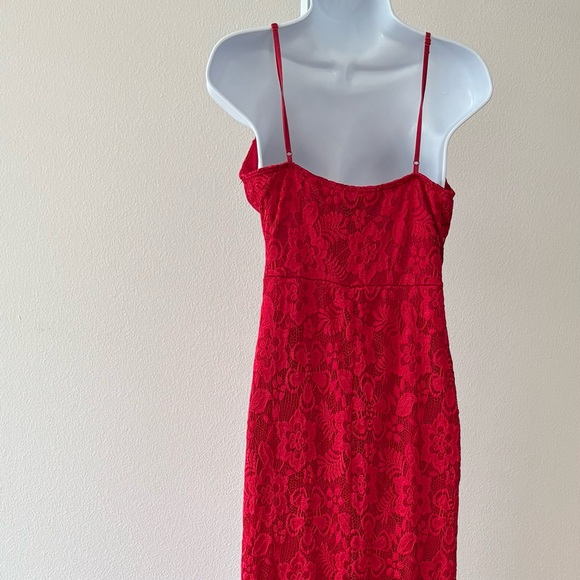 Windsor Gown Large Maxi Split V Neck Scallop Lace Floral Girlhoodcore Romantic - Picture 3 of 12